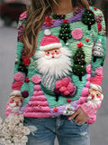 Women's Pink Santa Print Sweater Christmas Jumper