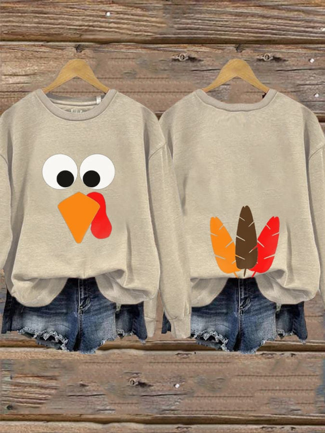 Women's Funny Turkey Thanksgiving Print Sweatshirt