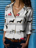 Women's Dog Sheet Music Print Long Sleeve Shirt
