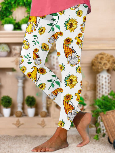 Women's Sunflower Gnome Print Leggings