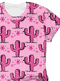 Western Pink Cactus Print T-Shirt