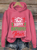 🔥BUY 3 GET 15% OFF🔥Women'S Casual Happy Birthday Jesus Printed Long Sleeve Sweatshirt