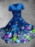Women's Christmas Gift Christmas Shining Snowflake Neon Lights Print Design Maxi Dress