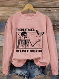 🔥HOT SALE🔥Women's Halloween There It Goes My Last Flying F*ck  Print Crew Neck Sweatshirt