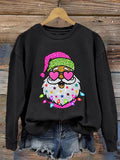 Women's Shiny Santa Print Sweatshirt