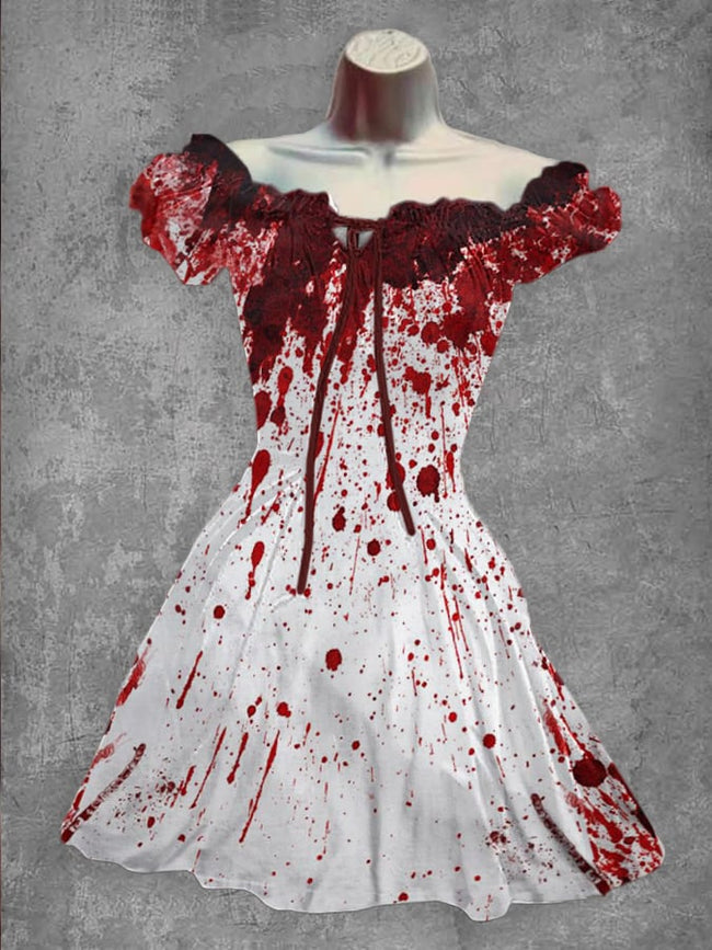 Women's Bloodstain Print Festive Dress