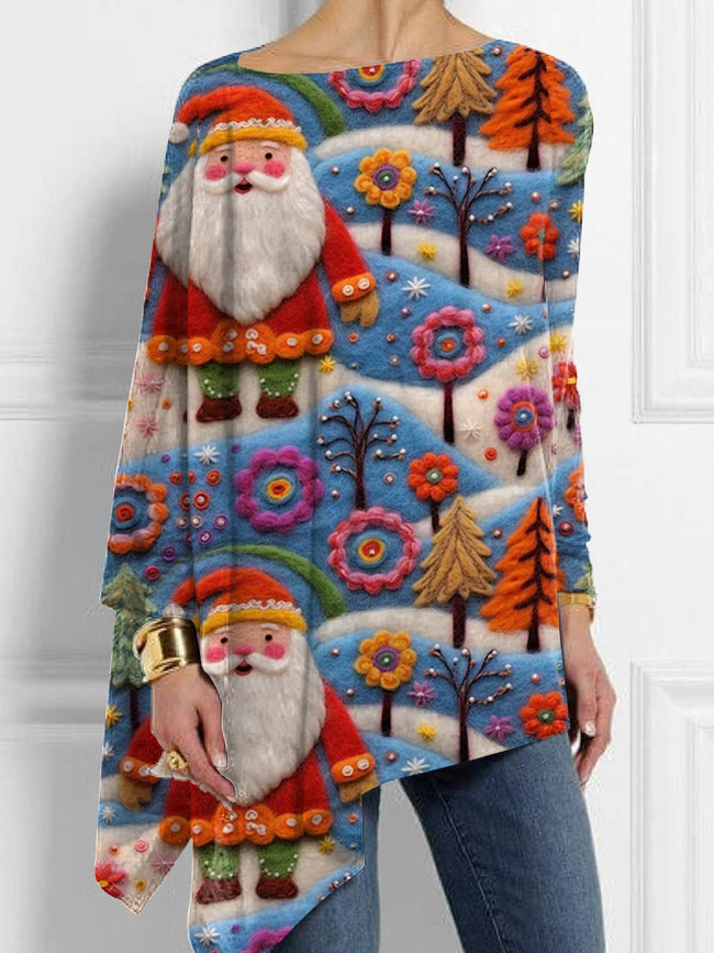 Christmas Santa Embroidery Print Casual Cloak