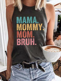 Letter Print Crew Neck Casual Tank Top