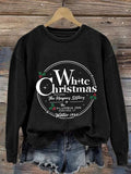 Women'S White Christmas Print Casual Sweatshirt