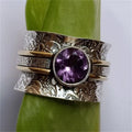 Vintage Amethyst Gold Pattern Ring