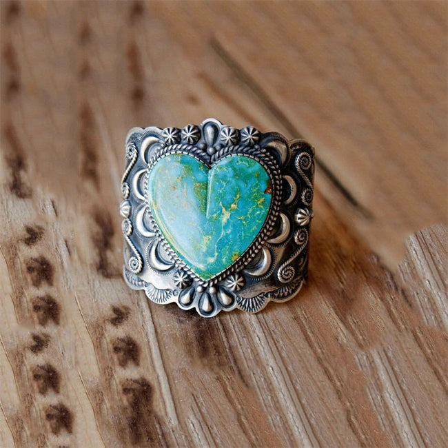 Vintage Heart Turquoise Ring