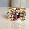 Vintage Amethyst Gold Pattern Ring