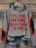 It'S Fine It'S Fine Everyting Is Fine Halloween Women'S Printed Casual Long-Sleeved Sweatshirt