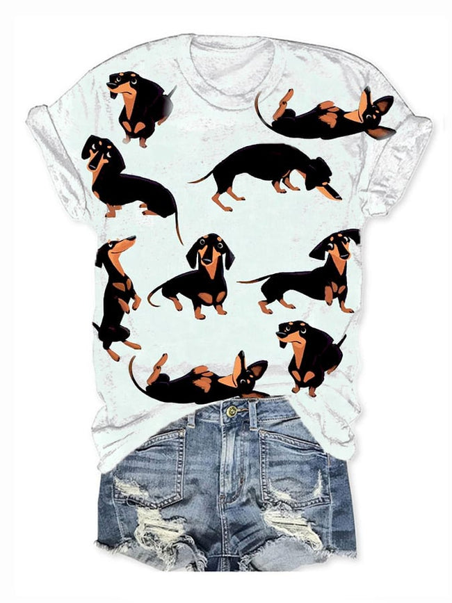 Pet Dog Print Casual Short Sleeve T-Shirt