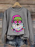 Women's Shiny Santa Print Sweatshirt