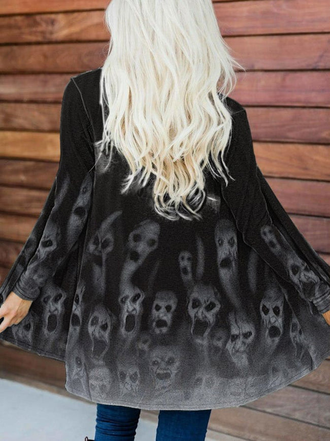 Women's Halloween Vintage Skull Print Cardigan