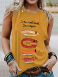 Women's International Sausage Dog Print Sleeveless Tank Top