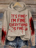 It'S Fine It'S Fine Everyting Is Fine Halloween Women'S Printed Casual Long-Sleeved Sweatshirt