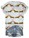 Women's Dachshund Dog Print Short Sleeve T-shirt