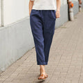 Solid Cotton Linen Pants