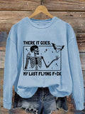 🔥HOT SALE🔥Women's Halloween There It Goes My Last Flying F*ck  Print Crew Neck Sweatshirt