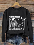 🔥HOT SALE🔥Women's Halloween There It Goes My Last Flying F*ck  Print Crew Neck Sweatshirt