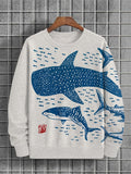 Sharks Sea Japanese Lino Art Print Casual Sweatshirt