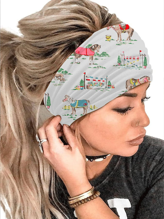 Ladies Cartoon Horse Printed Headwear