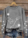 Woman¡s Dog High Five Print Sweatshirt