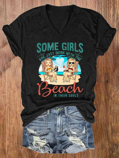 Beach Vacation Print Casual Short-Sleeved T-Shirt
