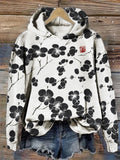 Cherry Blossom Japanese Lino Art Vintage Hoodie