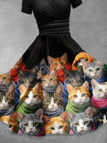 Women's   Cat  Art  Print Casual Dress