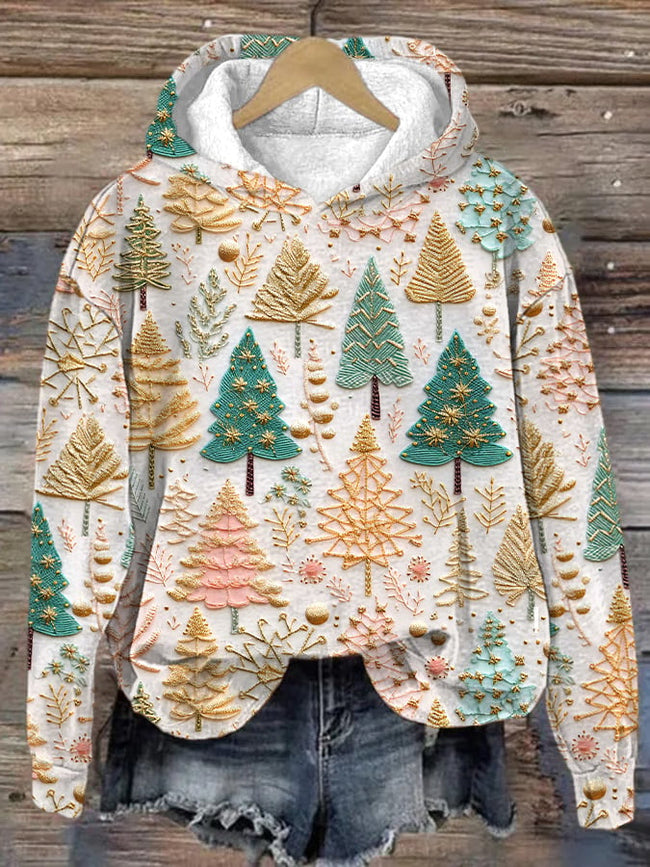 Women's Christmas Tree Print Hoodie