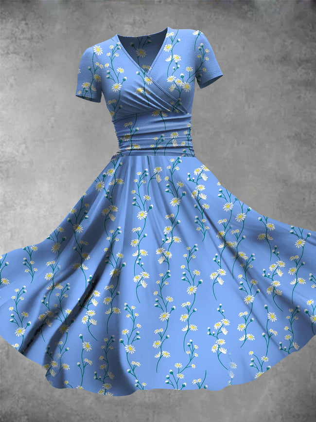 Women's Casual Flower Art Print Maxi Dress