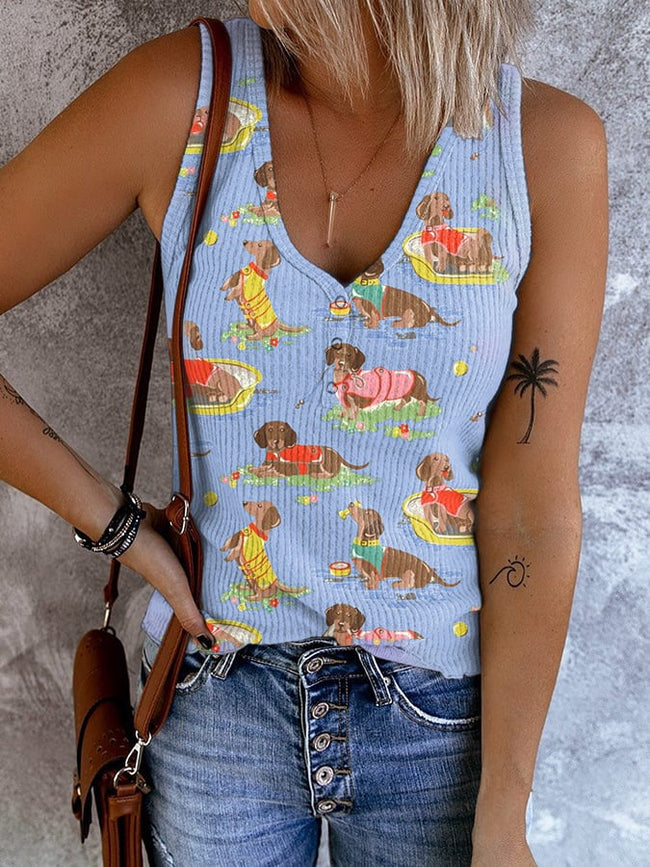😂Easily Distracted By Dachshund 😂Dog Pet Casual Printed Vest
