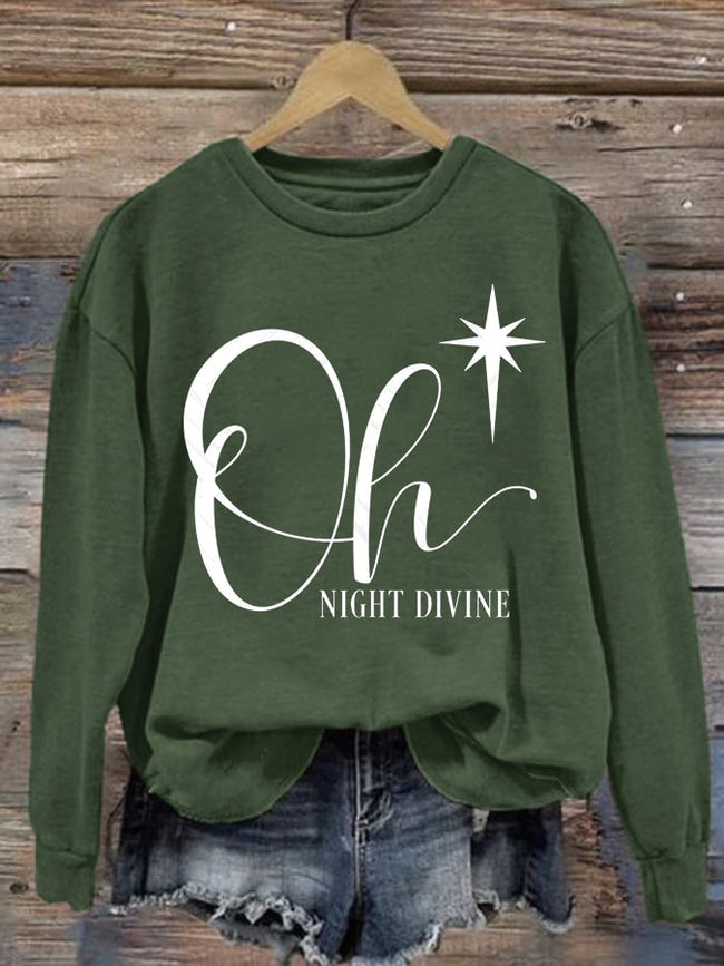 Women's Christmas Oh Night Divine Casual Long Sleeve Sweatshirt