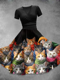 Women's   Cat  Art  Print Casual Dress