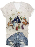 Women's Nativity v-neck T-shirt