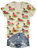 😂Easily Distracted By Dachshund 😂Dog Pet Print Casual V-Neck T-Shirt