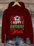 🔥BUY 3 GET 15% OFF🔥Women'S Casual Happy Birthday Jesus Printed Long Sleeve Sweatshirt