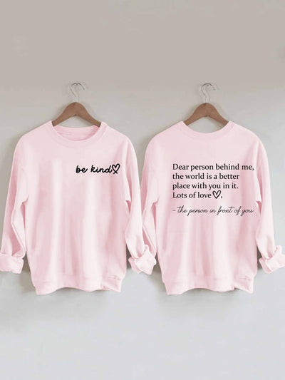 Women's The World Is A Better Place With You In It Print Round Neck Long Sleeve Sweatshirt