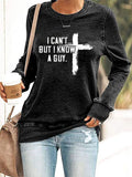 Women's Casual I Can'T But I Know A Guy Printed Long Sleeve Sweatshirt