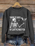 🔥HOT SALE🔥Women's Halloween There It Goes My Last Flying F*ck  Print Crew Neck Sweatshirt