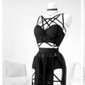 Gothic Cage Dress With Straps And Bosom Cushion Skirt