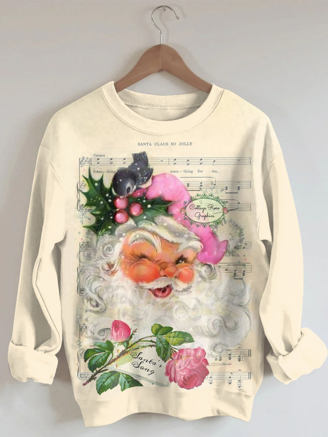 Women's Christmas Santa Print Sweatshirt