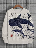 Sharks Sea Japanese Lino Art Print Casual Sweatshirt