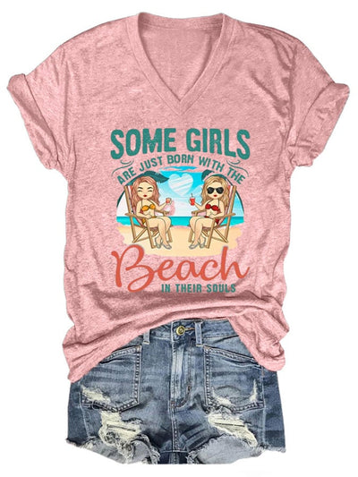Beach Vacation Print Casual Short-Sleeved T-Shirt