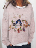 Women's Nativity Print Long Sleeve Top