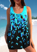 Tankini 2 Piece Plus Size Printing Floral Geometic Tank Top Swimwear