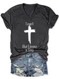 Women's Casual I Can'T But I Know A Guy Printed Short Sleeve T-Shirt